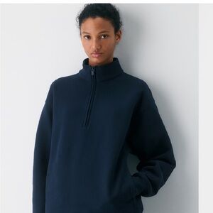 Aritzia Navy Sweatfleece Pullover
